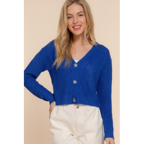 Long slv v-neck sweater cardigan