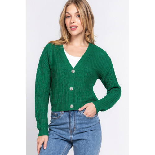 Long slv v-neck sweater cardigan
