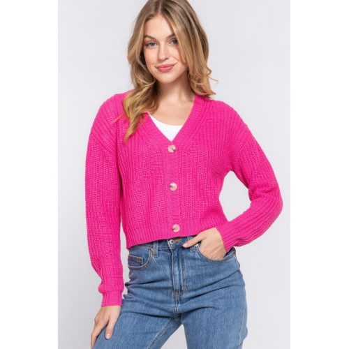 Long slv v-neck sweater cardigan