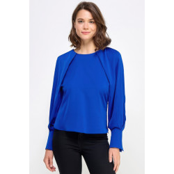 Raglan Long Sleeve Top With Back Neck Tie