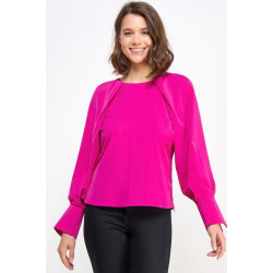 Raglan Long Sleeve Top With Back Neck Tie