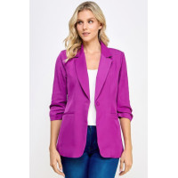 Buttoned Detail 3/4 Sleeve Blazer
