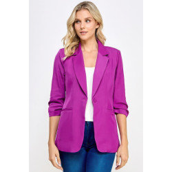 Buttoned Detail 3/4 Sleeve Blazer