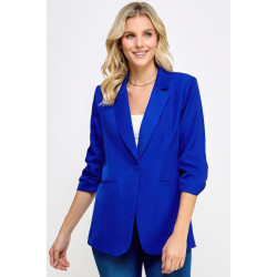 Buttoned Detail 3/4 Sleeve Blazer