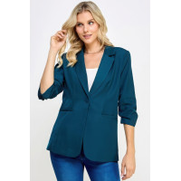 Buttoned Detail 3/4 Sleeve Blazer