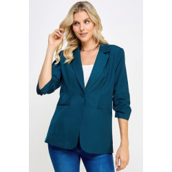 Buttoned Detail 3/4 Sleeve Blazer