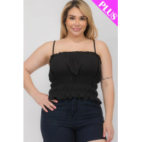 Plus Size Tiered Shirred Body Crop Top
