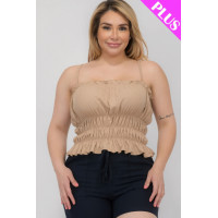 Plus Size Tiered Shirred Body Crop Top