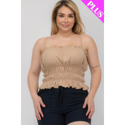 Plus Size Tiered Shirred Body Crop Top