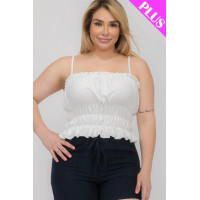 Plus Size Tiered Shirred Body Crop Top
