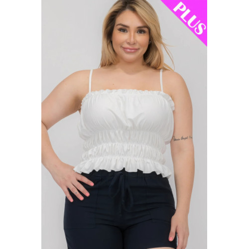 Plus Size Tiered Shirred Body Crop Top