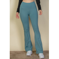 Wide waistband flare leg pants