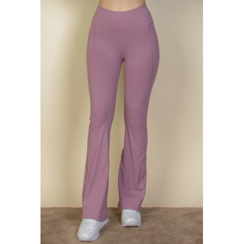 Wide waistband flare leg pants