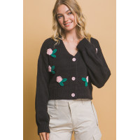 Mid cropped flower cardigan