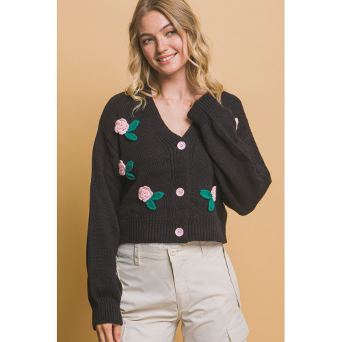 Mid cropped flower cardigan
