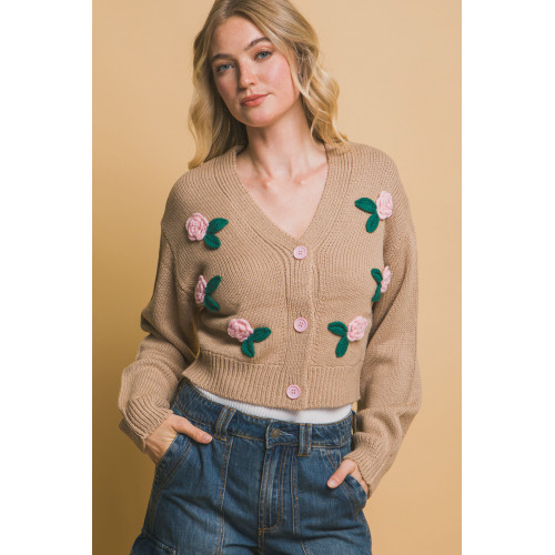 Mid cropped flower cardigan