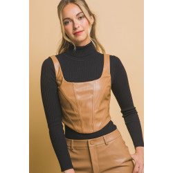 Faux leather corsetry