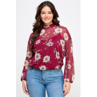 Mesh Floral Ls Top W/cami