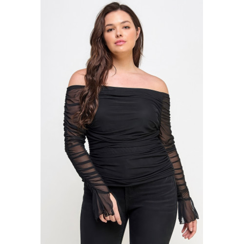 Ots Ruched Mesh Top