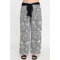 Plisse Palm Print Pants