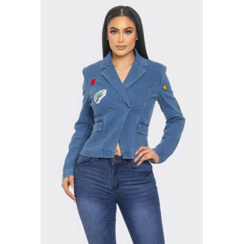 Patch It Up Denim Blazer Jacket