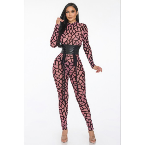Geometric Printed Jersey Jumpsuit