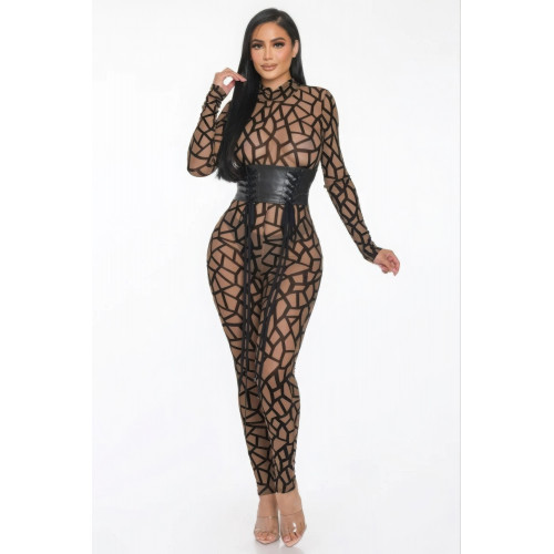 Geometric Printed Jersey Jumpsuit