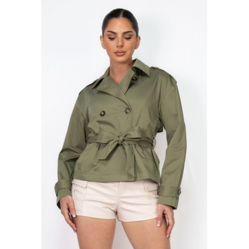 Double-breasted Waist-tie Trench Coat