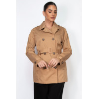Double-breasted Notch Belted Coat