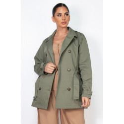 Double-breasted Notch Belted Coat