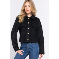 Long Slv Teddy Fleece Short Jacket
