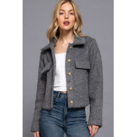 Long Slv Teddy Fleece Short Jacket