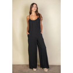 Spaghetti Strap Solid Wide Jumpsuit