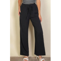 Drawstring Waist Wide Leg Minimalist Pants