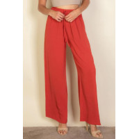 Drawstring Waist Wide Leg Minimalist Pants