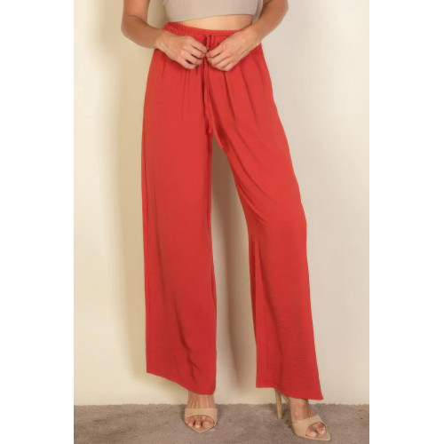 Drawstring Waist Wide Leg Minimalist Pants