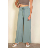 Drawstring Waist Wide Leg Minimalist Pants