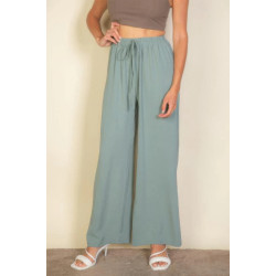 Drawstring Waist Wide Leg Minimalist Pants