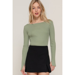 Long Sleeve Boat Neck Sweater