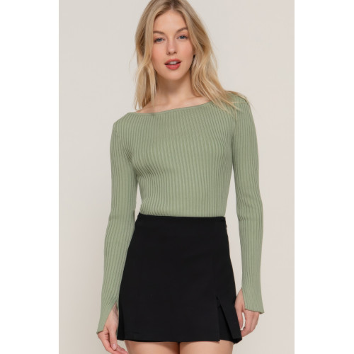 Long Sleeve Boat Neck Sweater