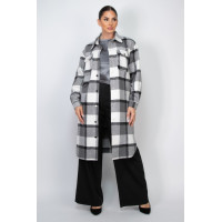 Plaid Buttoned Shacket Coat