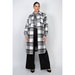 Plaid Buttoned Shacket Coat