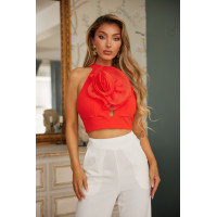 Flower Detailed Fashion Crop Top