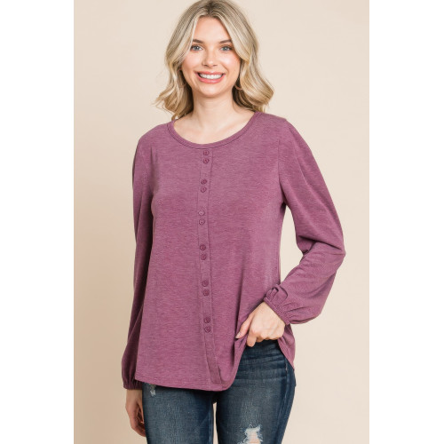 Solid Tr Spandex Long Sleeve Top