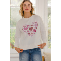 Hearts Hotfix Rhinestone Oversized Pullover