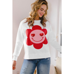 Smiley Flower Oversized Pullover