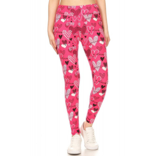 Heart Prints Printed, High Waisted Leggings