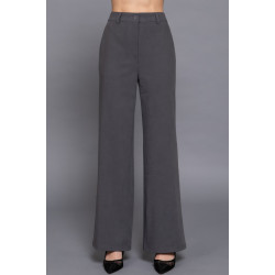 Back elastic straight woven long pants