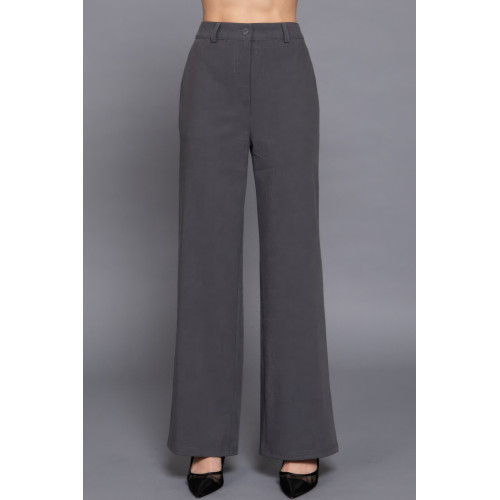 Back elastic straight woven long pants