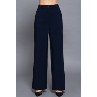 Back elastic straight woven long pants